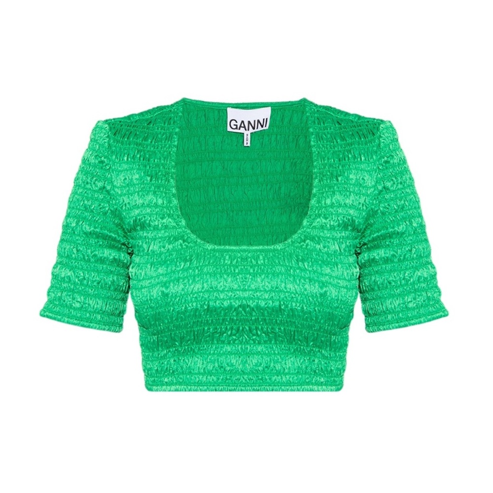 Ganni Vibrant Green Crop Top